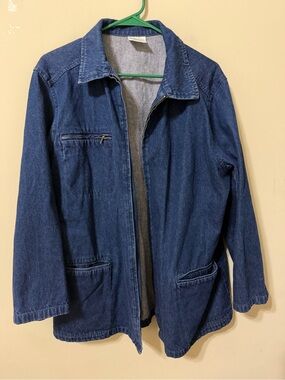 Style Studio Women's plus 1x Classic Indigo Denim Jacket artist boho chic cotton